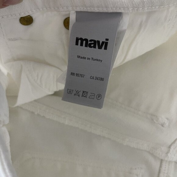 Mavi Niki Jeans Womens 25 Ivory White High Rise Straight Crop Raw Hem New - Picture 14 of 15